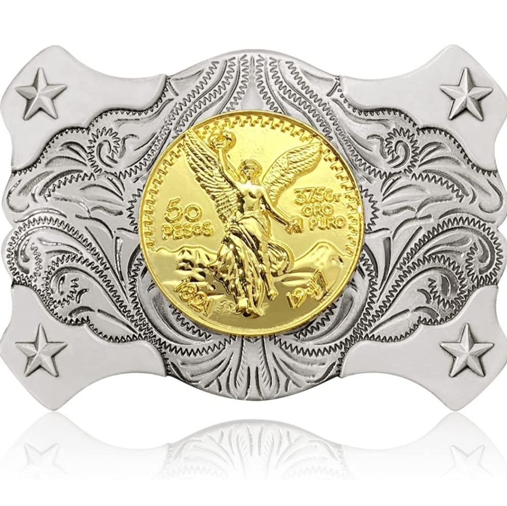 Silver belt buckle
